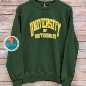 university nottingham Green College Top Shirt Sweatshirt Retro Green Loose fit